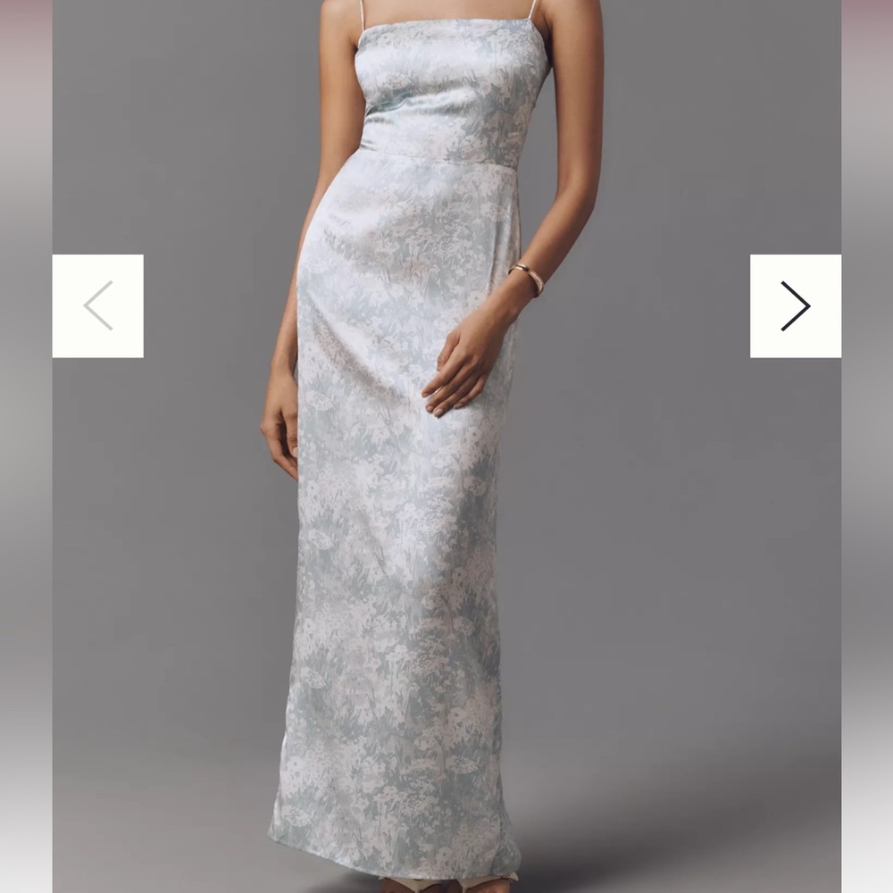 Reformation blue &white  FRANKIE SILK maxi dress size 4 short/petite